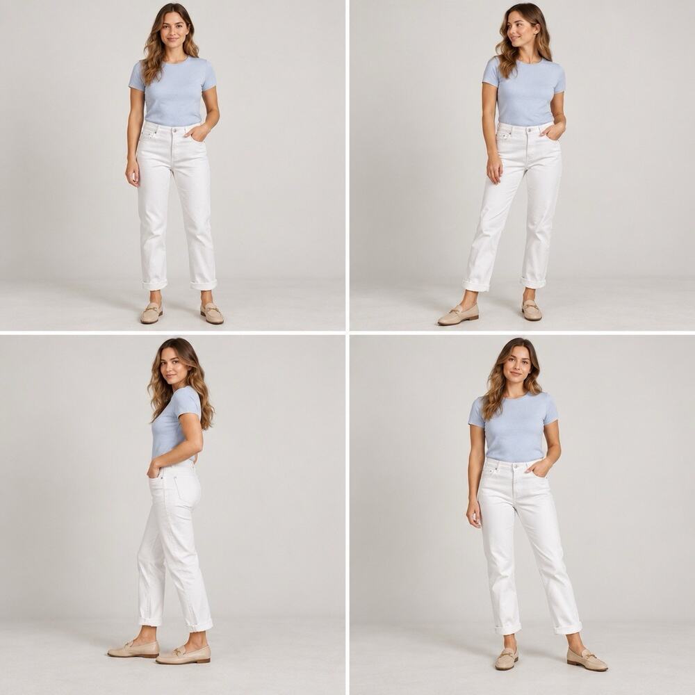 Gap Straight Cuff Jeans Womens 8 Regular White Cropped Stretch Denim